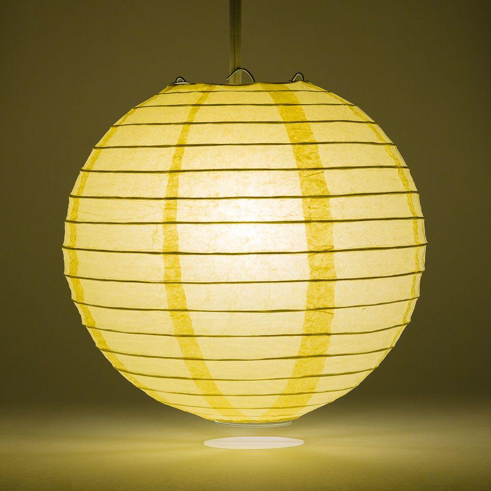 4 Inch Lemon Yellow Parallel Ribbing Round Paper Lantern (10-Pack) - Luna Bazaar | Boho &amp; Vintage Style Decor