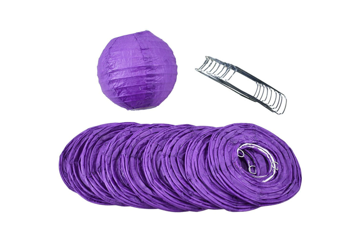 4 Inch Plum Purple Parallel Ribbing Round Paper Lantern (10 PACK) - Luna Bazaar | Boho &amp; Vintage Style Decor