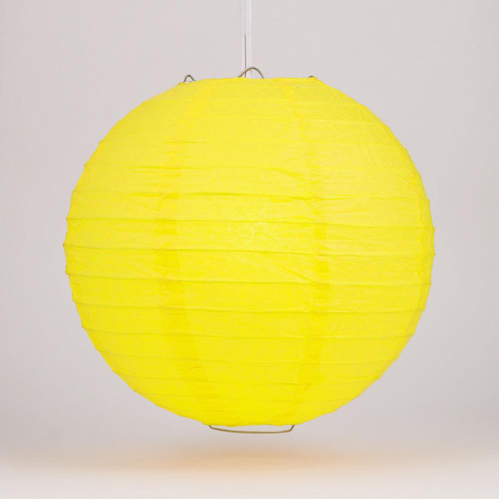 4 Inch Yellow Parallel Ribbing Round Paper Lantern (10 PACK) - Luna Bazaar | Boho &amp; Vintage Style Decor