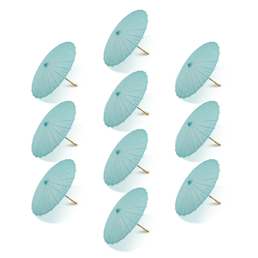 BULK PACK (10-Pack) 32 Inch Teal Green Paper Parasol Umbrella with Elegant Handle