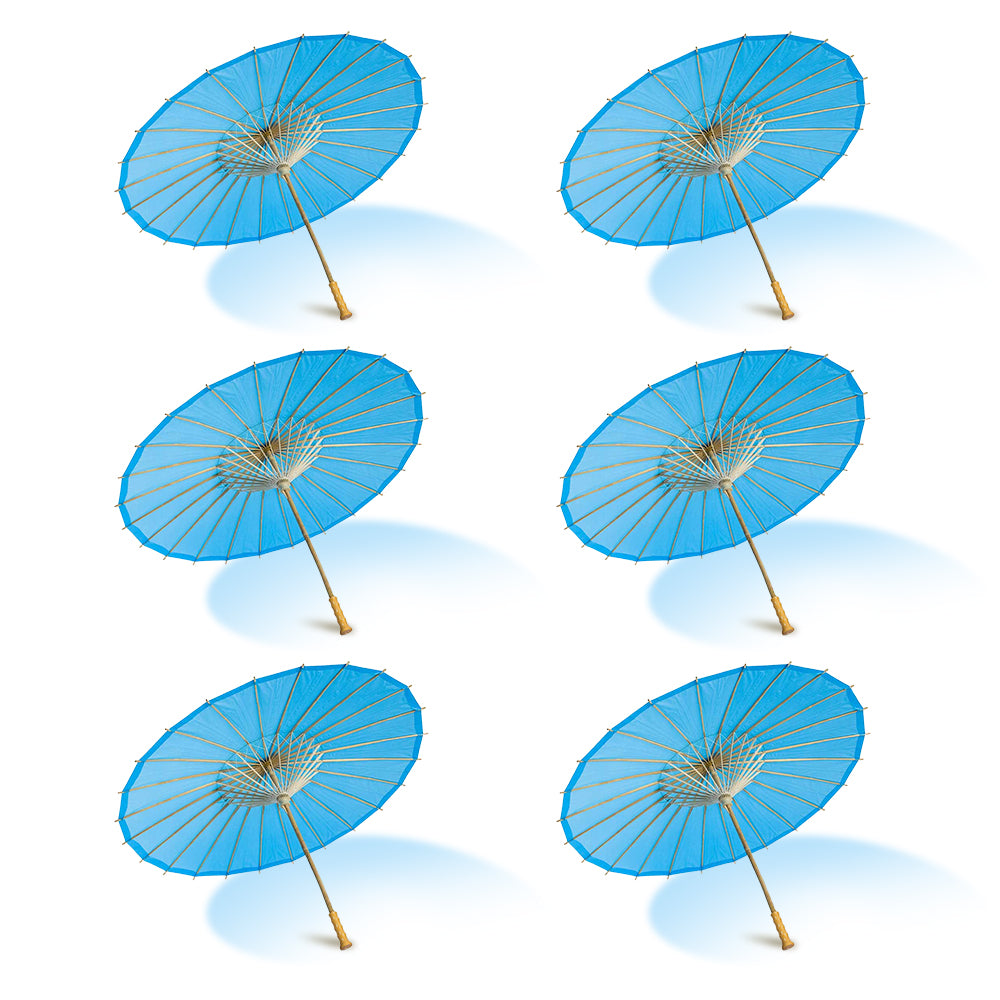 BULK PACK (6-Pack) 32 Inch Turquoise Paper Parasol Umbrella with Elegant Handle