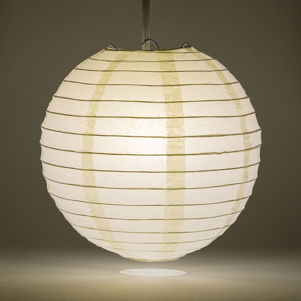 6-Pack 42 Inch Beige / Ivory Jumbo Parallel Ribbing Round Paper Lantern - Luna Bazaar | Boho &amp; Vintage Style Decor