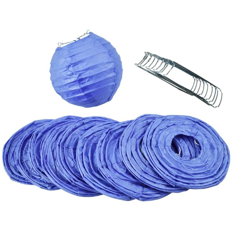 4 Inch Astra Blue / Very Periwinkle Parallel Ribbing Round Paper Lantern (10 PACK) - Luna Bazaar | Boho &amp; Vintage Style Decor