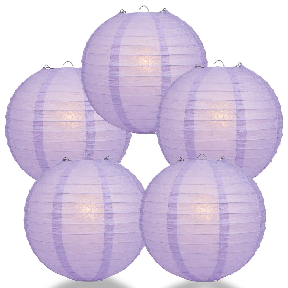 5-Pack 36 Inch Lavender Jumbo Parallel Ribbing Round Paper Lantern - Luna Bazaar | Boho &amp; Vintage Style Decor