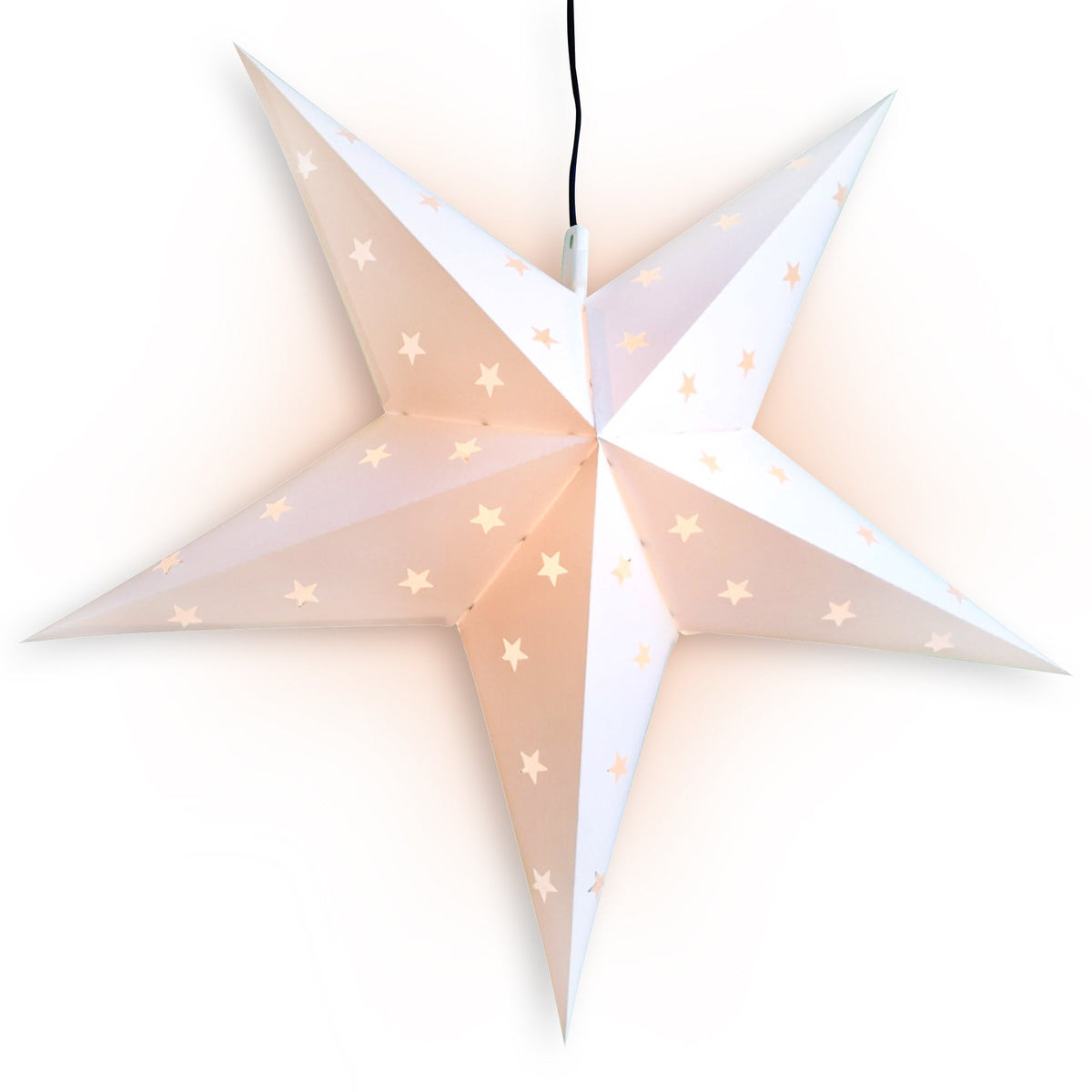 LANTERN + CORD + BULB | 30&quot; White 5-Point Weatherproof Star Lantern Lamp, Hanging Decoration - LunaBazaar - Discover. Decorate. Celebrate.