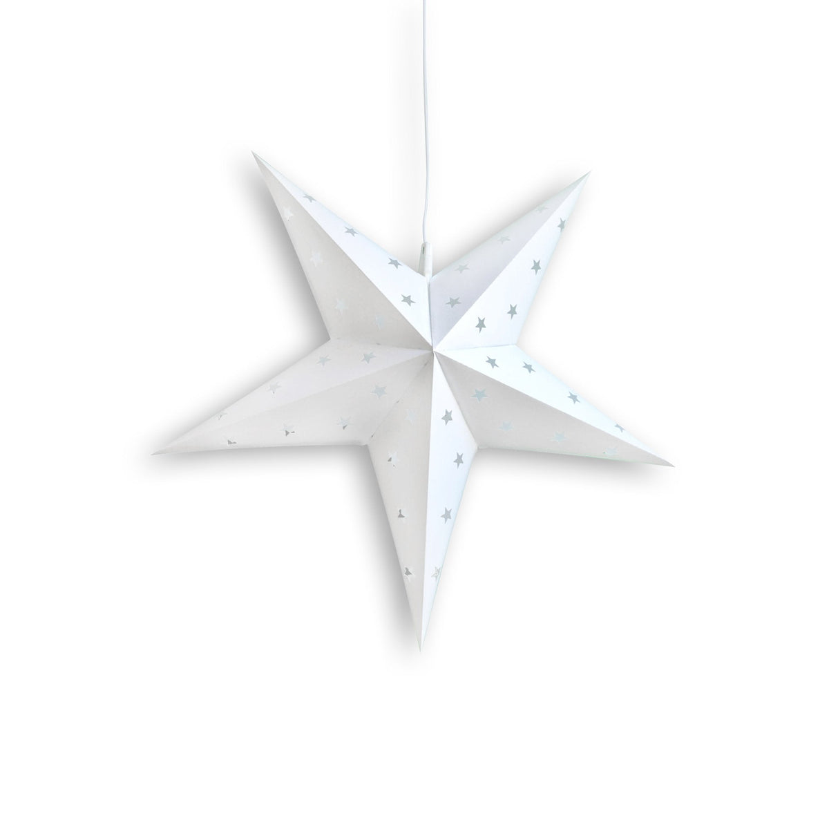 LANTERN + CORD + BULB | 16&quot; White Weatherproof Star Lantern Lamp, Hanging Decoration - LunaBazaar - Discover. Decorate. Celebrate.