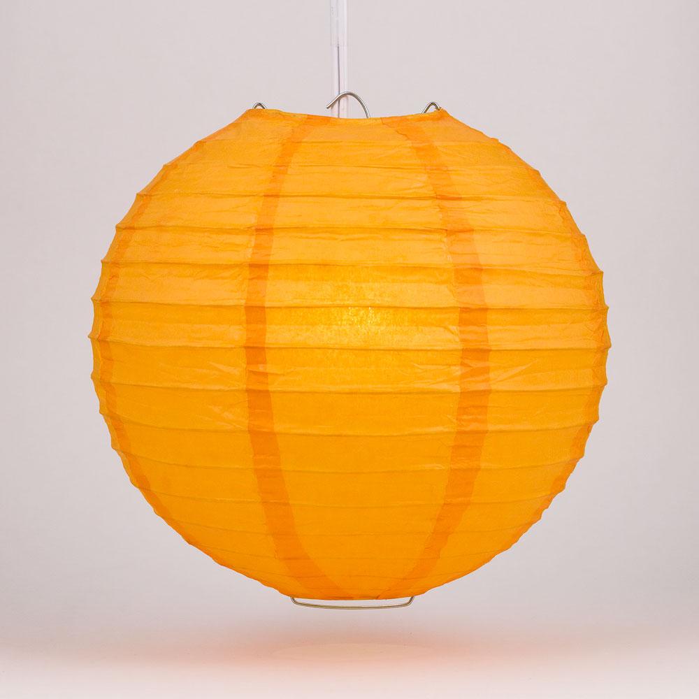 6 Inch Orange Parallel Ribbing Round Paper Lantern - Luna Bazaar | Boho &amp; Vintage Style Decor