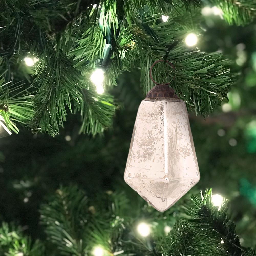 6 Pack | 2.25-Inch Silver Kayla Mercury Glass Teardrop Ornament Christmas Tree Decoration - LunaBazaar.com - Discover. Decorate. Celebrate.