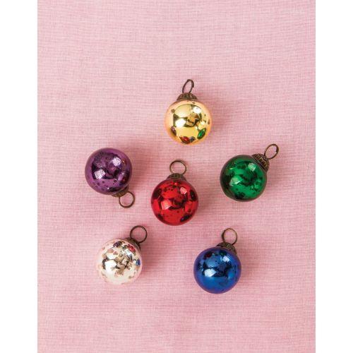 6 Pack | 1.5-Inch Assorted Color Mini Mercury Glass Ball Ornaments Christmas Tree Decoration