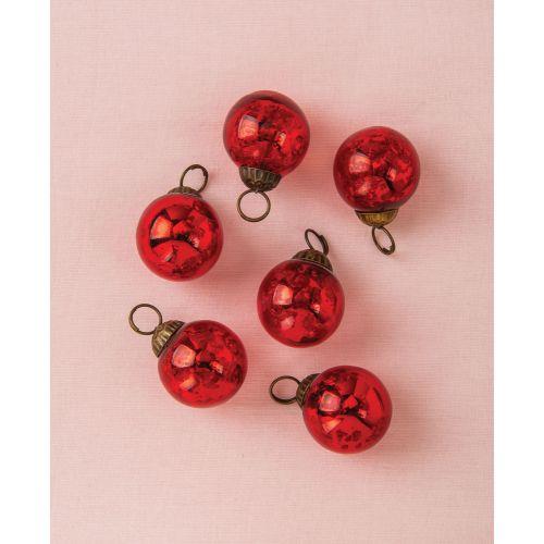 6 Pack | 1.5-Inch Red Ava Mini Mercury Handcrafted Glass Balls Ornaments Christmas Tree Decoration