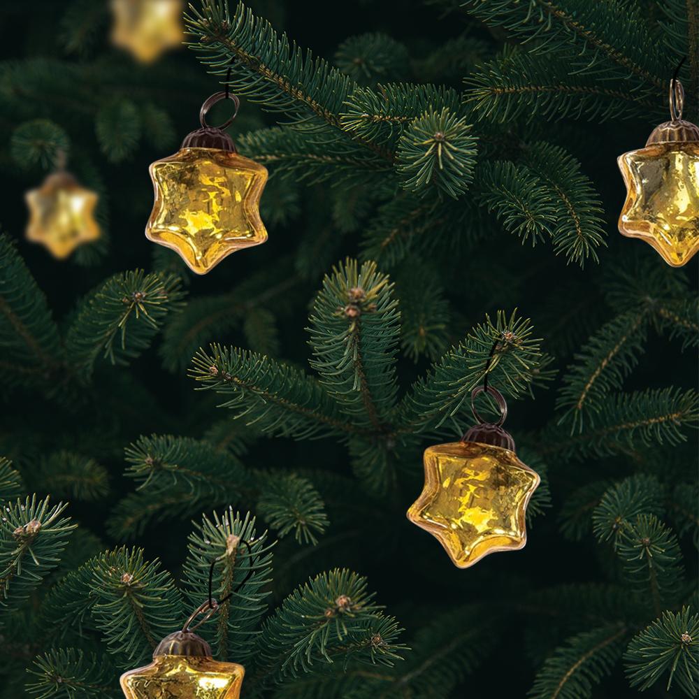 6 Pack | 1.5-Inch Gold Imogen Mercury Glass Star Ornaments Christmas Tree Decoration - LunaBazaar.com - Discover. Decorate. Celebrate.