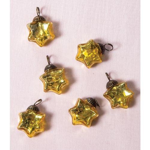 6 Pack | 1.5-Inch Gold Imogen Mercury Glass Star Ornaments Christmas Tree Decoration