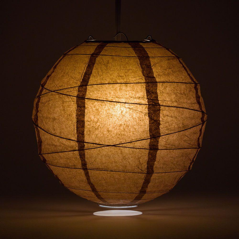 6 Inch Brown Free-Style Ribbing Round Paper Lantern - Luna Bazaar | Boho &amp; Vintage Style Decor