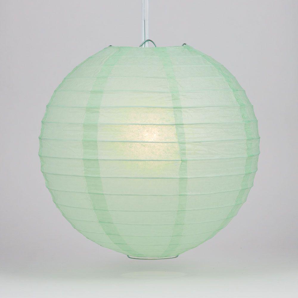 6 Inch Cool Mint Green Parallel Ribbing Round Paper Lantern - Luna Bazaar | Boho &amp; Vintage Style Decor