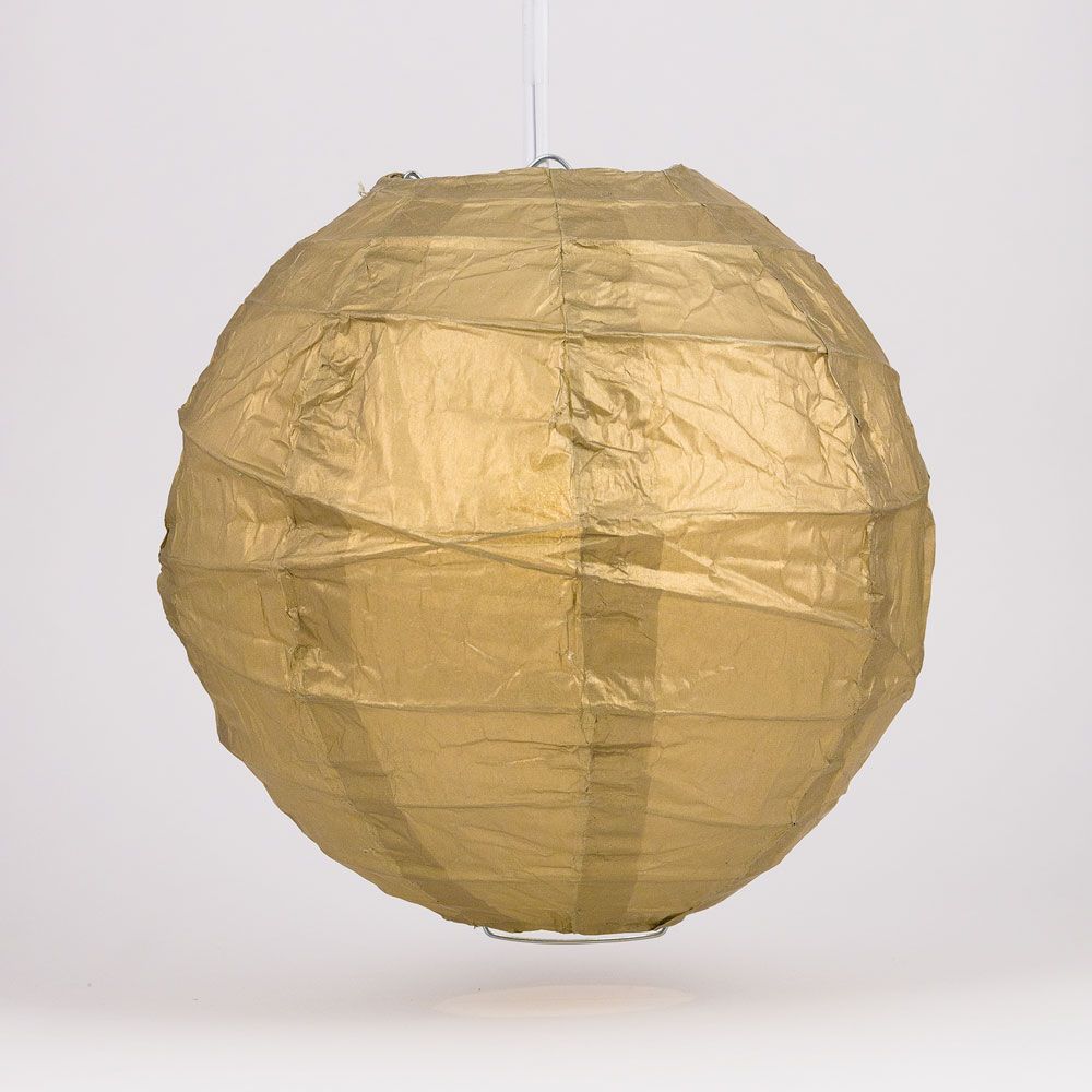 6 Inch Gold Free-Style Ribbing Round Paper Lantern - Luna Bazaar | Boho &amp; Vintage Style Decor