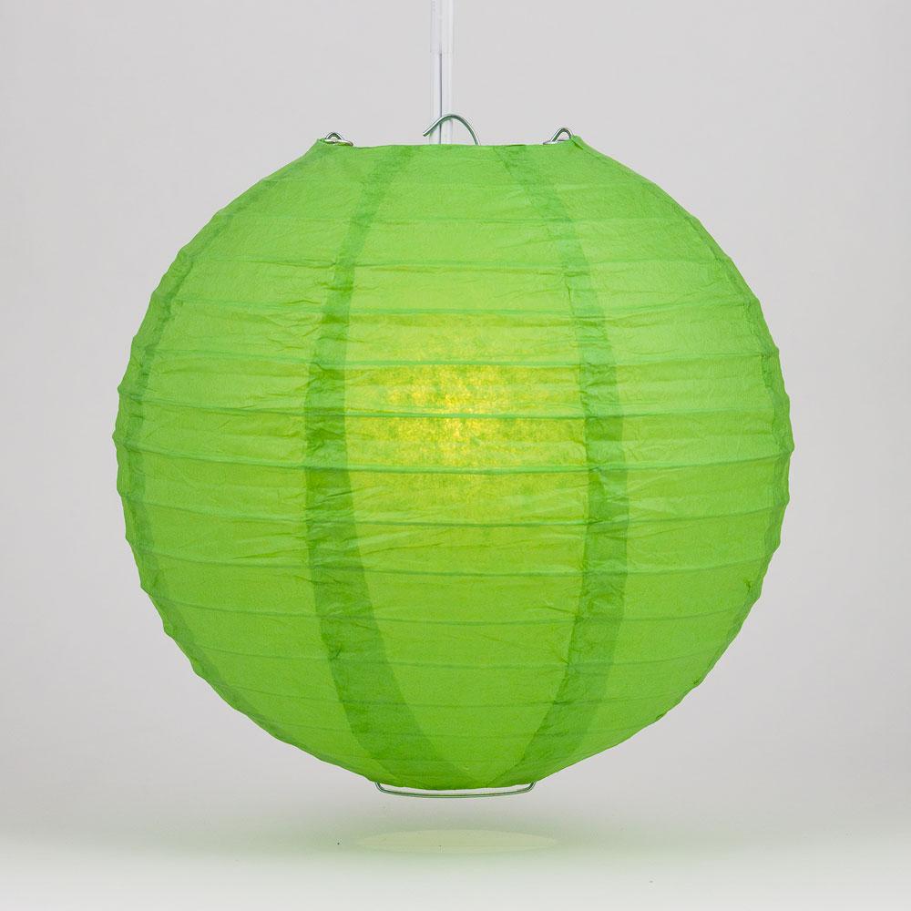 6 Inch Grass Greenery Parallel Ribbing Round Paper Lantern - Luna Bazaar | Boho &amp; Vintage Style Decor