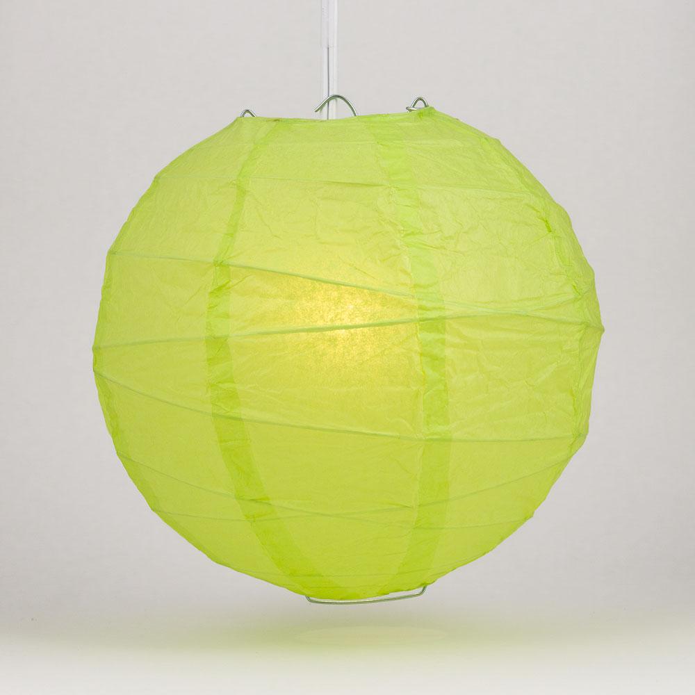 6 Inch Light Lime Green Free-Style Ribbing Round Paper Lantern - Luna Bazaar | Boho &amp; Vintage Style Decor