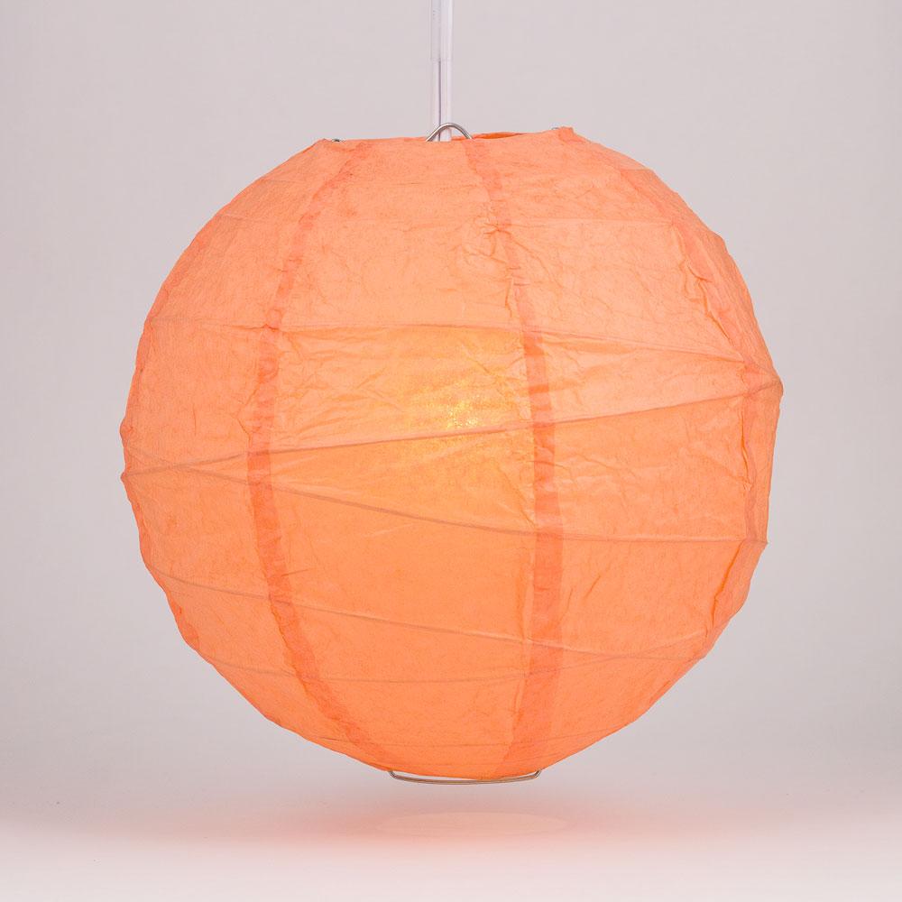 6 Inch Peach / Orange Coral Free-Style Ribbing Round Paper Lantern - Luna Bazaar | Boho &amp; Vintage Style Decor