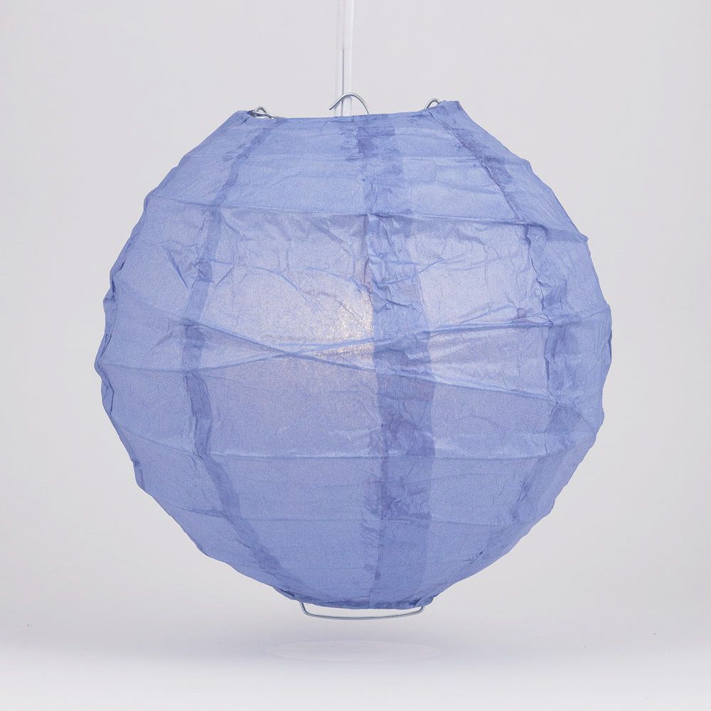 6 Inch Serenity Blue Free-Style Ribbing Round Paper Lantern - Luna Bazaar | Boho &amp; Vintage Style Decor