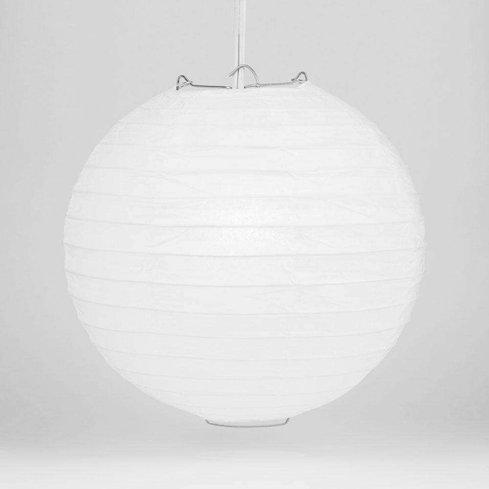 12 Inch White Parallel Ribbing Round Paper Lantern - Luna Bazaar | Boho &amp; Vintage Style Decor