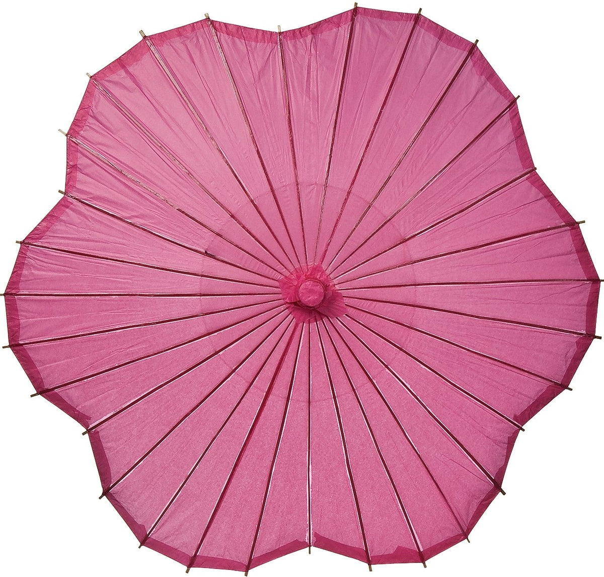 Fuchsia Pink Scalloped 33 Inch Paper Parasol - Luna Bazaar | Boho &amp; Vintage Style Decor