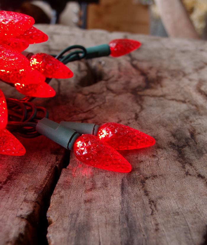 CLOSEOUT 70 Outdoor Red LED C6 Strawberry String Lights, 24 FT Green Cord, Weatherproof, Expandable - Luna Bazaar | Boho &amp; Vintage Style Decor