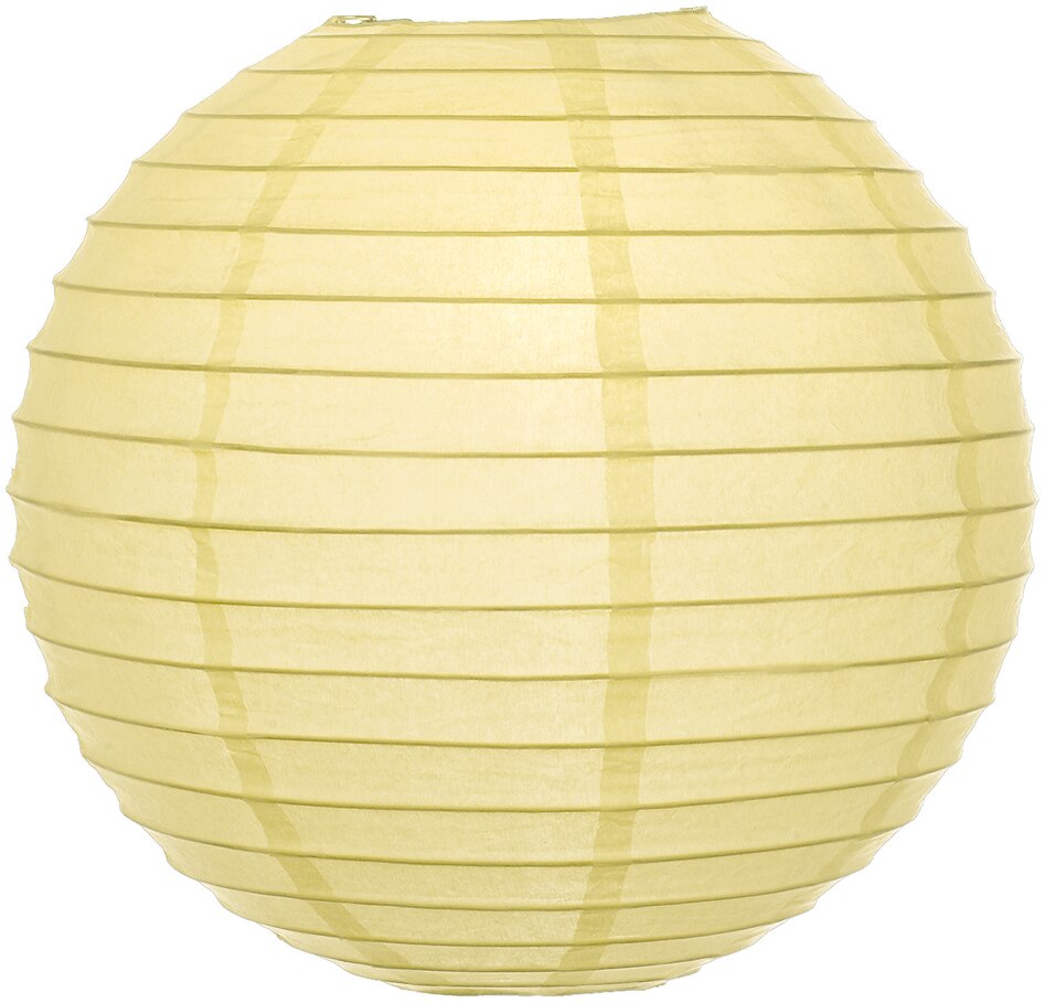 5-Pack 16 Inch Lemon Yellow Chiffon Parallel Ribbing Round Paper Lantern - Luna Bazaar | Boho &amp; Vintage Style Decor