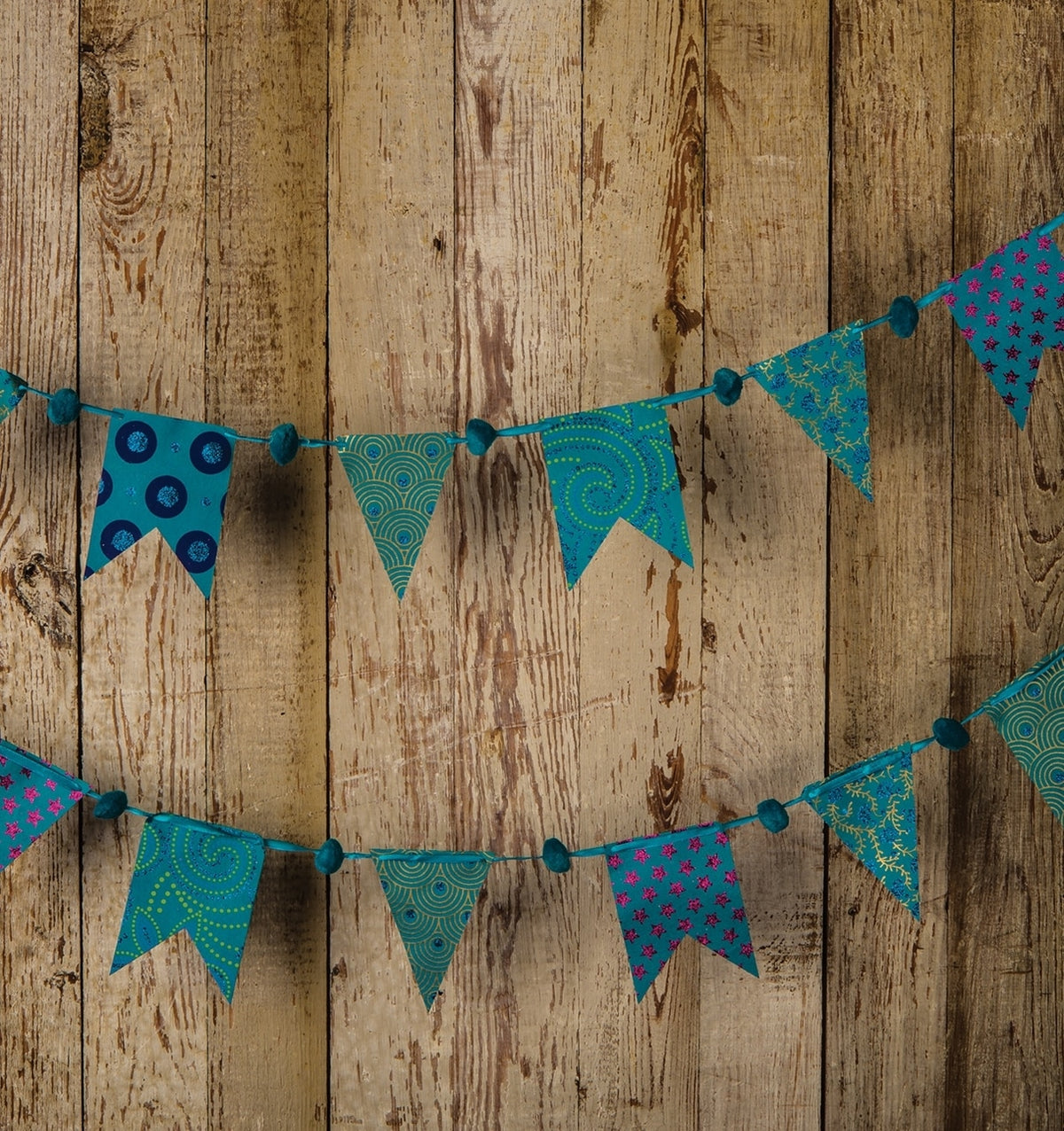 CLOSEOUT Blue Paper Small Pennant and Flag Banner - Luna Bazaar | Boho &amp; Vintage Style Decor