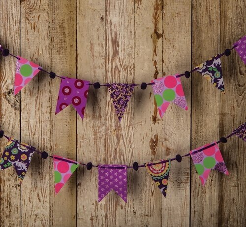 CLOSEOUT Purple Paper Small Pennant and Flag Banner - Luna Bazaar | Boho &amp; Vintage Style Decor