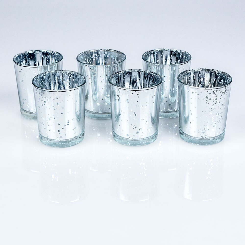 Mercury Glass Votive Tea Light Candle Holder - Silver (2.5 Inches) (24 PACK) - Luna Bazaar | Boho &amp; Vintage Style Decor