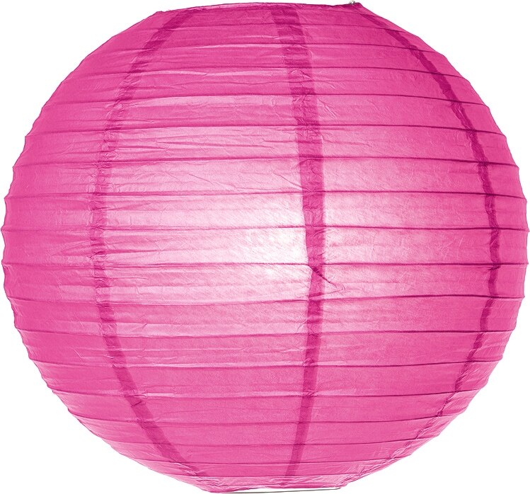 Bambina Pink 24 Inch Round Parallel Ribbed Premium Paper Lantern - Luna Bazaar | Boho &amp; Vintage Style Decor