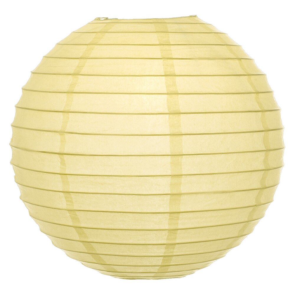 Lemonade Yellow 8 Inch Round Parallel Ribbed Premium Paper Lantern - Luna Bazaar | Boho &amp; Vintage Style Decor