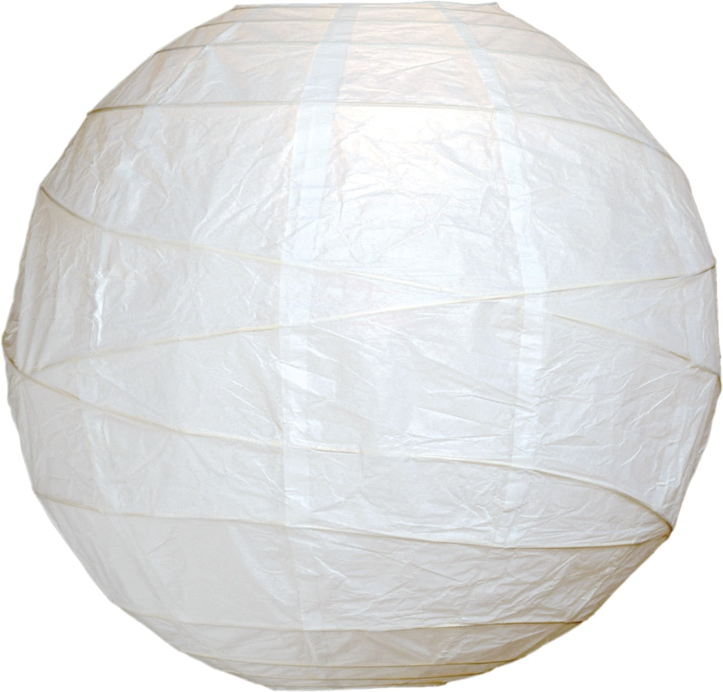 100-Pack 8 Inch White Free-Style Ribbing Round Paper Lantern - Luna Bazaar | Boho &amp; Vintage Style Decor