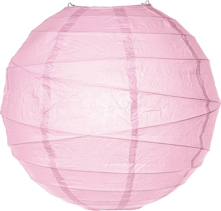 Light Pink 24 Inch Round No Frills Free-Styled Ribbed Paper Lantern - Luna Bazaar | Boho &amp; Vintage Style Decor