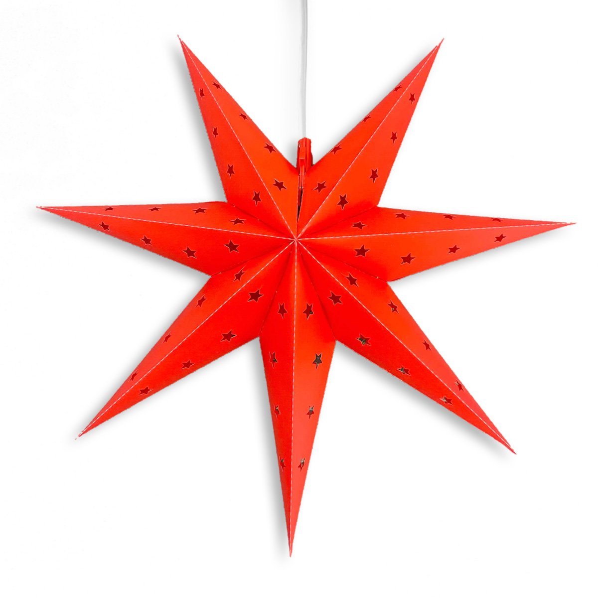 24 Inch Red 7-Point Weatherproof Star Lantern Lamp, Hanging Decoration (Shade Only) - Luna Bazaar | Boho &amp; Vintage Style Decor