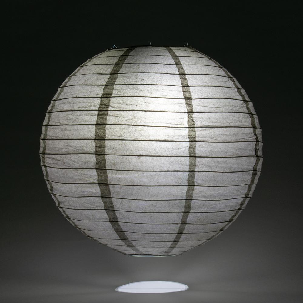8 Inch Driftwood Grey Parallel Ribbing Round Paper Lantern - Luna Bazaar | Boho &amp; Vintage Style Decor