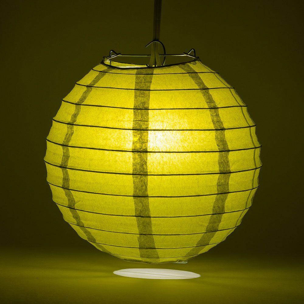 14 Inch Pear Parallel Ribbing Round Paper Lantern - Luna Bazaar | Boho &amp; Vintage Style Decor