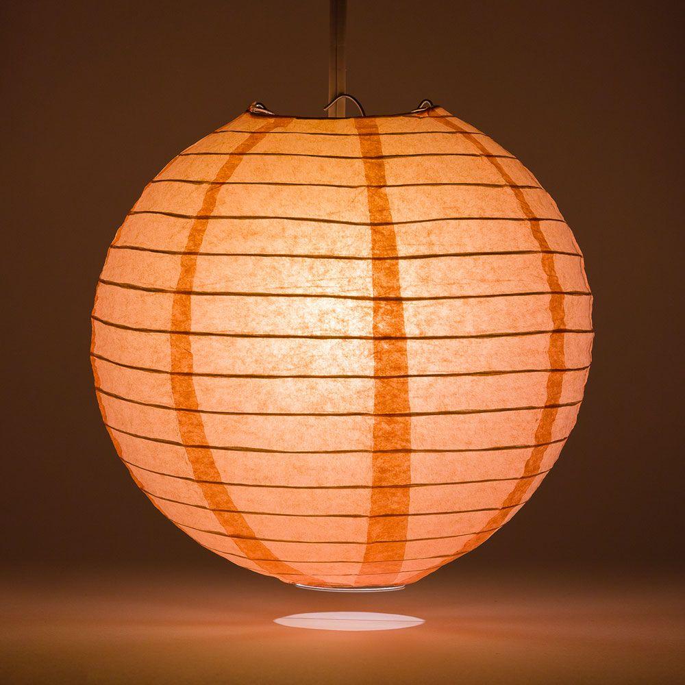 12 Inch Roseate / Pink Coral Parallel Ribbing Round Paper Lantern - Luna Bazaar | Boho &amp; Vintage Style Decor