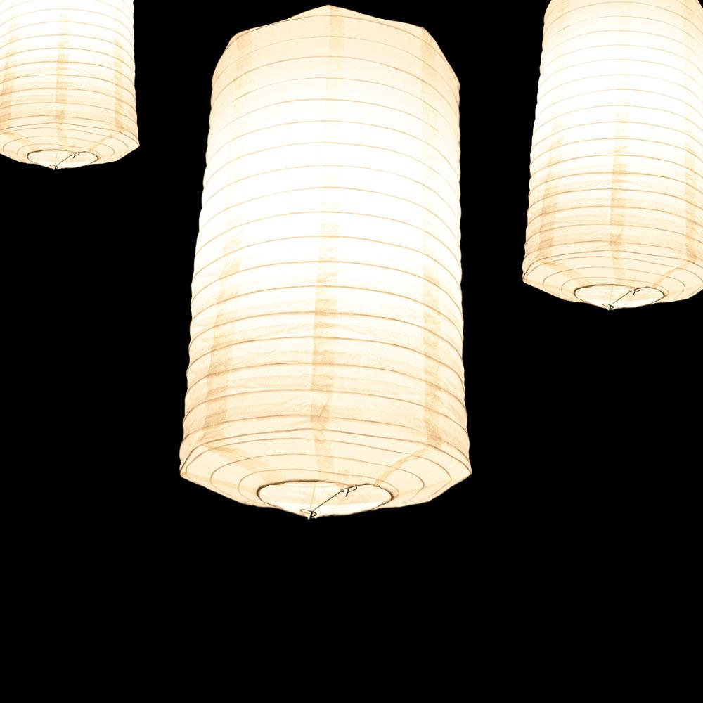Jumbo White Cylinder Unique Shaped Paper Lanterns, 20-inch x 30-inch (2-Pack) - Luna Bazaar | Boho &amp; Vintage Style Decor