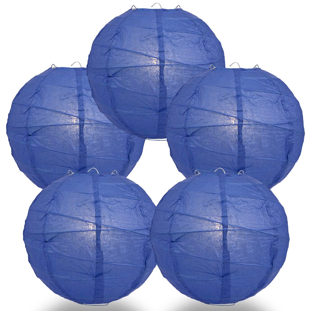 5-Pack 16 Inch Astra Blue / Very Periwinkle Free-Style Ribbing Round Paper Lantern - Luna Bazaar | Boho &amp; Vintage Style Decor