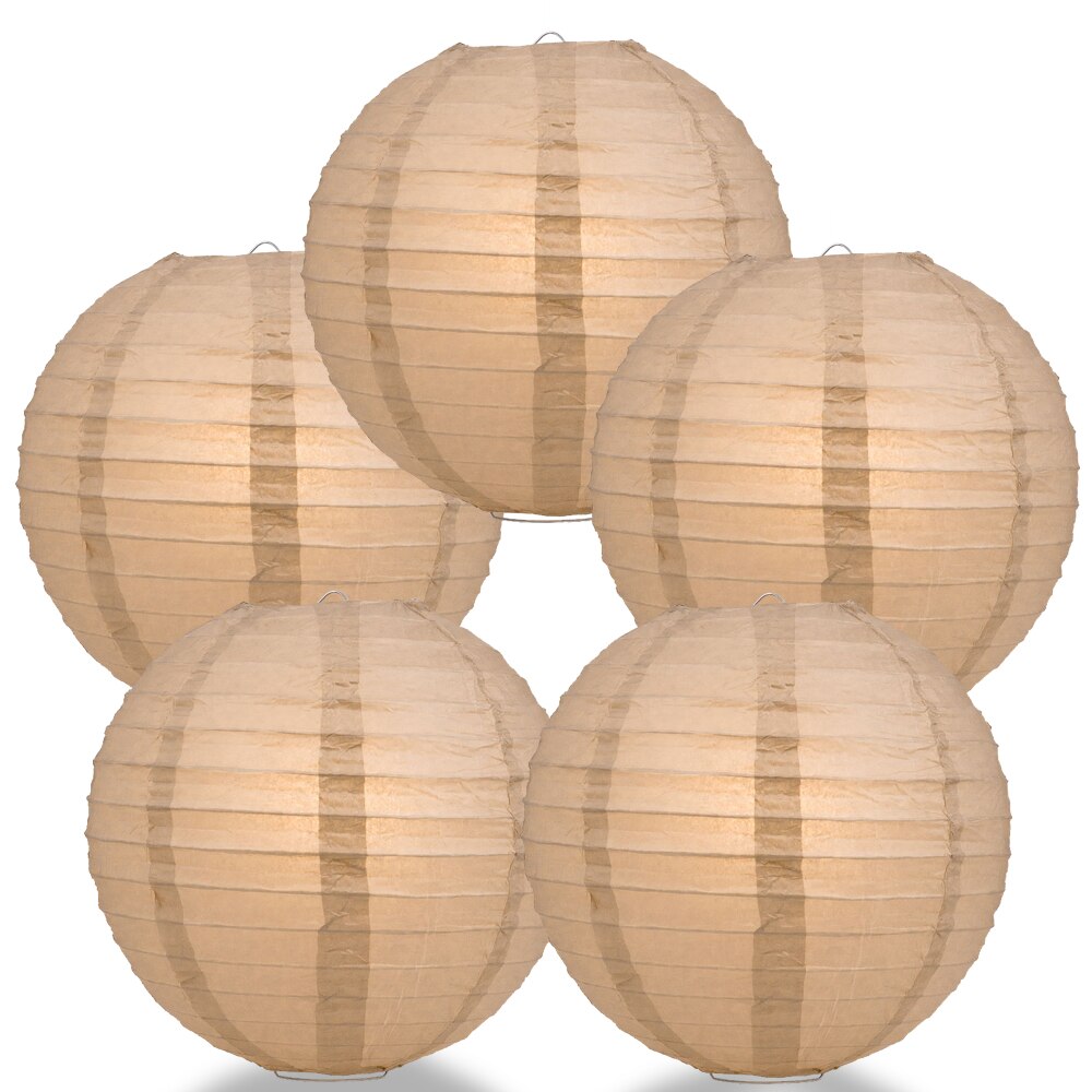 5-Pack 10 Inch Dusty Sand Rose Parallel Ribbing Round Paper Lantern - Luna Bazaar | Boho &amp; Vintage Style Decor