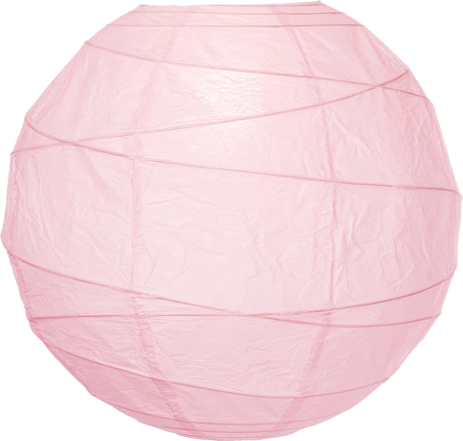 12-Pack 12 Inch Rose Quartz Pink Free-Style Ribbing Round Paper Lantern - Luna Bazaar | Boho &amp; Vintage Style Decor