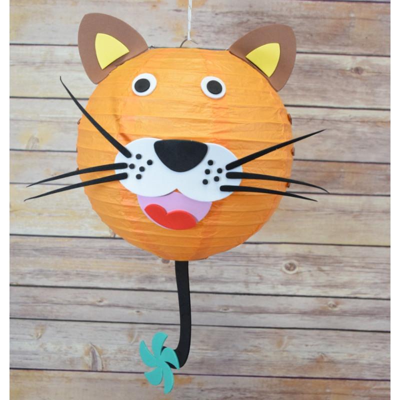 8" Paper Lantern Animal Face DIY Kit - Tiger (Kid Craft Project) - Luna Bazaar | Boho & Vintage Style Decor