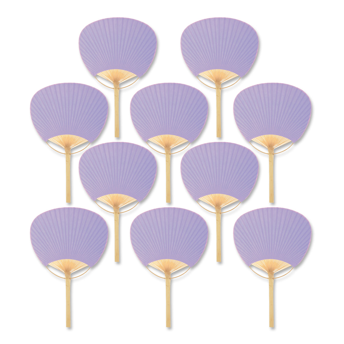 9&quot; Lavender Paddle Paper Hand Fans for Weddings (10 Pack) - Luna Bazaar | Boho &amp; Vintage Style Decor