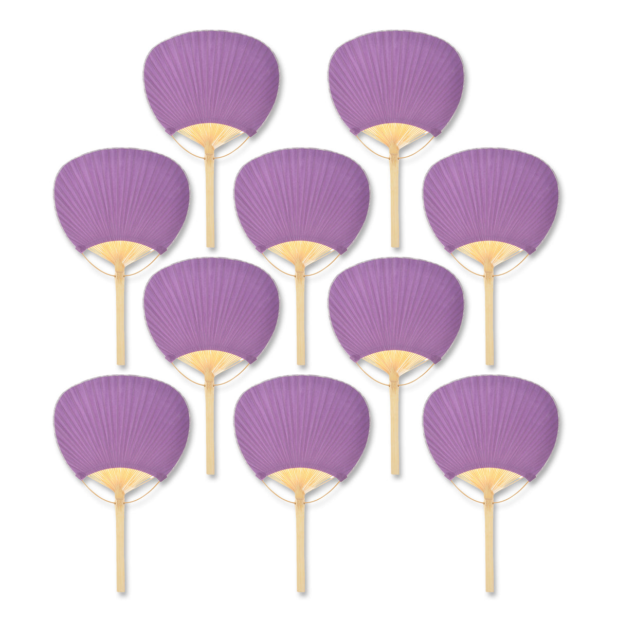 9&quot; Purple Paddle Paper Hand Fans for Weddings (10 Pack) - Luna Bazaar | Boho &amp; Vintage Style Decor