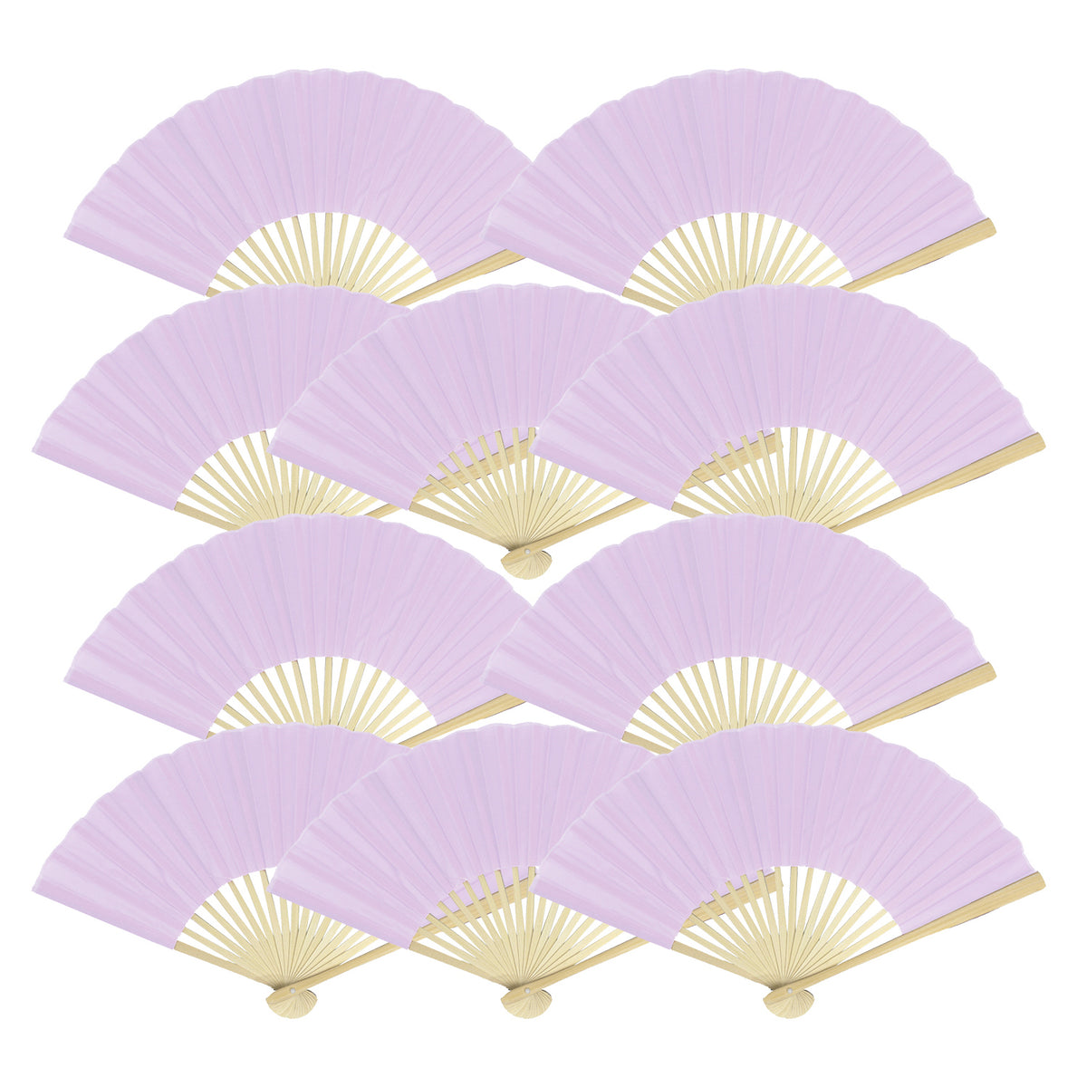 9&quot; Lavender Silk Hand Fans for Weddings (10 Pack) - Luna Bazaar | Boho &amp; Vintage Style Decor