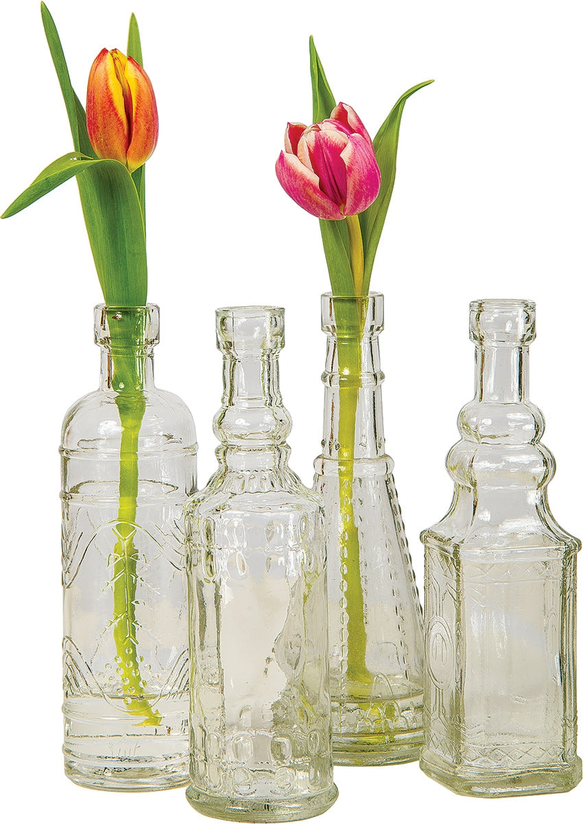 Clear Dakota Glass Bottle Set - Luna Bazaar | Boho &amp; Vintage Style Decor