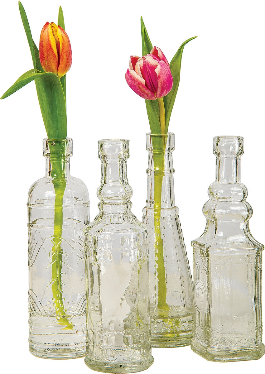 Clear Dakota Glass Bottle Set - Luna Bazaar | Boho & Vintage Style Decor