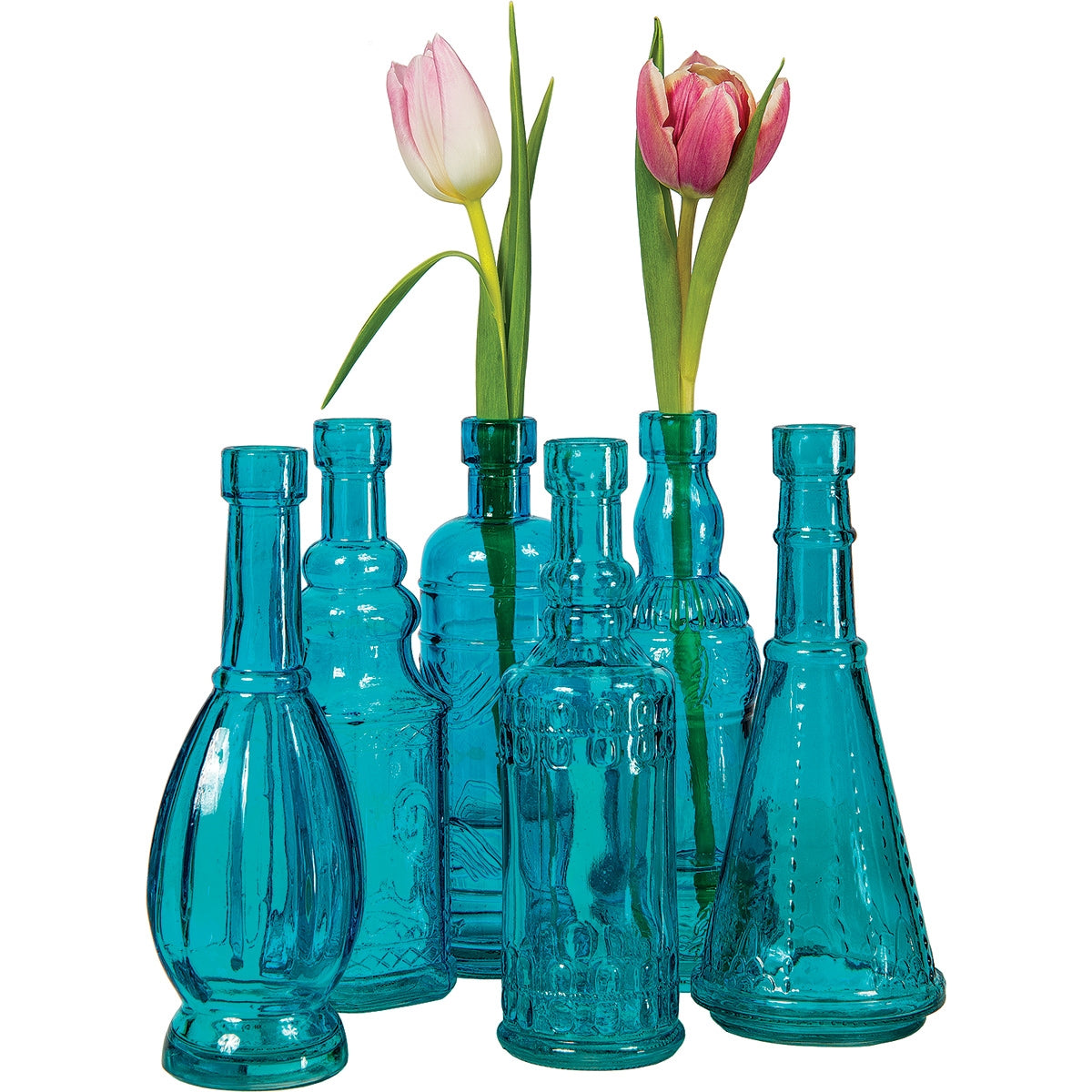 Turquoise Sierra Glass Bottle Set - Luna Bazaar | Boho &amp; Vintage Style Decor