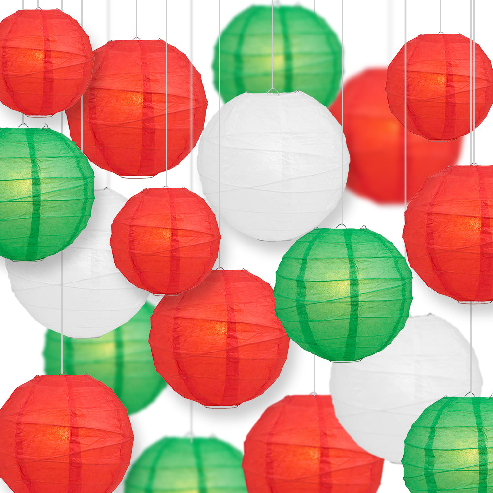 18-pc Holiday Christmas Party Pack Paper Lanterns Combo Set